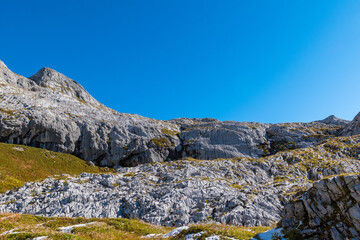 alpine rock formations in the swiss alps 