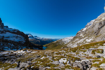 Lake surrounded by the swiss alps (Partnunsee, Switzerland)