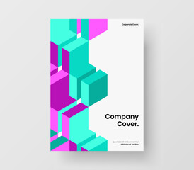 Modern geometric tiles leaflet template. Multicolored corporate cover A4 vector design illustration.