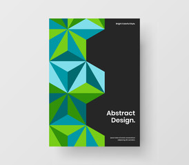 Amazing journal cover A4 design vector concept. Unique mosaic hexagons booklet illustration.