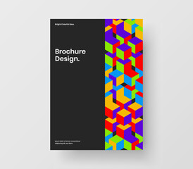Trendy leaflet A4 design vector illustration. Clean geometric tiles catalog cover concept.
