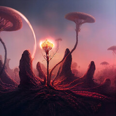 alien flora on another planet, creted with Generative AI