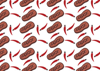 Grilled steak and red pepper pattern.