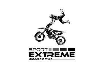 Motocross logo design, black and white freestyle motocross extreme sport