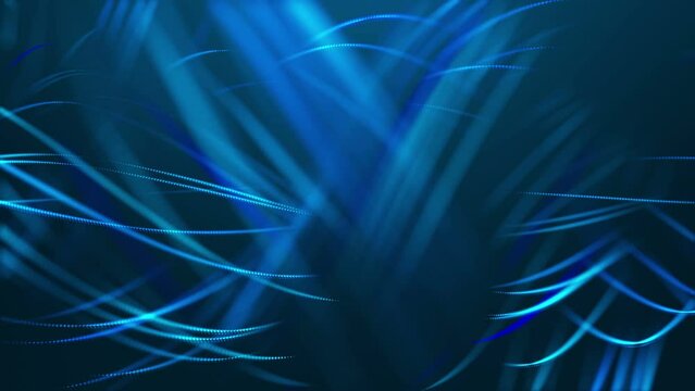 Glowing curves rippling on blue background