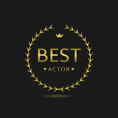 Best actor Golden laurel wreath vector label
