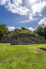Naklejka premium The ruins of a beautiful pyramids in the archaeological zone of Edzna in Mexico.