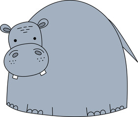 Hippopotamus. Cute hippo. Flat vector doodle.