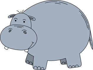 Hippopotamus. Cute hippo. Flat vector doodle.