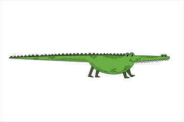 Crocoldile, alligator. Flat vector doodle.