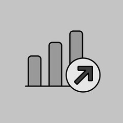 Growth graph outline grayscale icon. Finances sign
