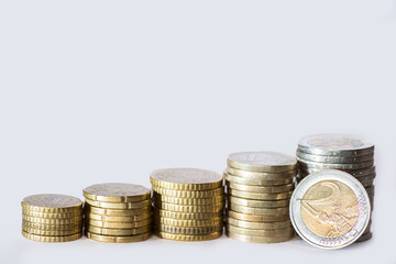 Stock of euro coins. Capital build up. Save Money