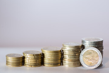 Stock of euro coins. Capital build up. Save Money