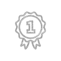 Medal white sketch vector icon. Flat design