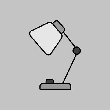 recommend clip art: Table Lamp outline grayscale icon. Workspace sign