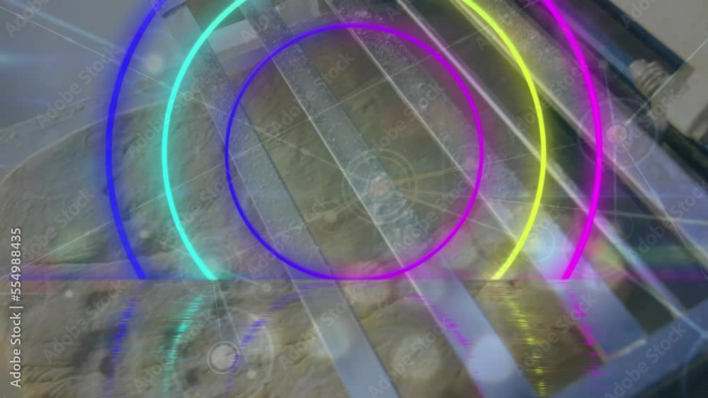 Poster animation of connections and data processing over solar panels