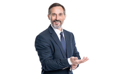 smiling mature businessman isolated on white background. businessman in formal suit