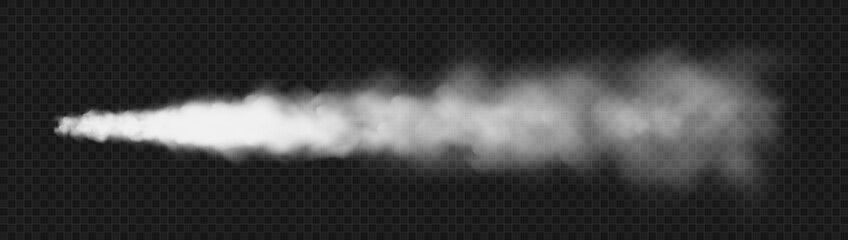 Realistic missile or bullet trace. Airplane condensation trail, jet aircraft track. Space rocket launch. White smoke clouds, fog. Steam flow. Vector illustration © 32 pixels