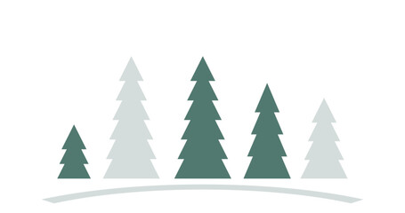 A glade of fir trees on a white background
