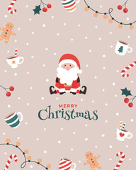 Merry Christmas cute Santa background
