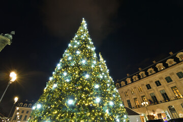Paris, France. Christmas lights on Place Vendôme. December 12, 2022.