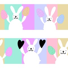 Cartoon animals seamless Easter eggs and rabbit bunnies pattern for wrapping paper and kids clothes print