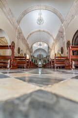 Interior view of Historical Catholic Catedral San Francisco de Campeche.