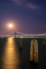 Longexposure shot Verrazano Narrows Bridge from Staten Island coast