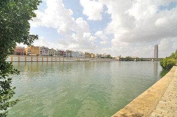 Panorama of Seville located on the banks of the Guadalquivir River