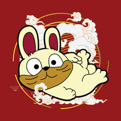 Rabbit illustration for new year logo, notebook, and background