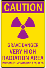 Obraz premium Radiation warning sign and labels