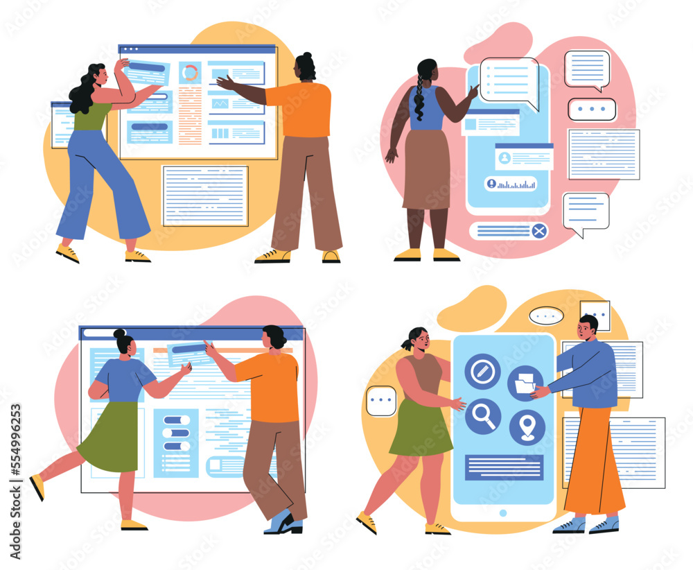 Poster set of ui and ux designers