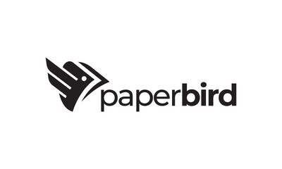 bird paper logo design. education concept creative symbol icon vector illustration.