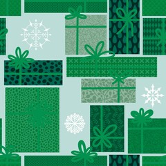 Festive gifts box seamless cartoon doodle pattern for Christmas and birthday and wrapping paper and fabrics and print
