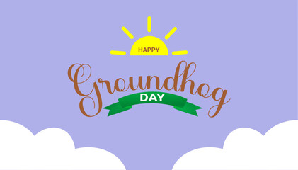 Happy groundhog day Vector illustration banner or flyer