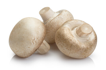 Fresh champignon mushrooms, isolated on white background