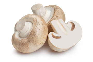 Fresh champignon mushrooms, isolated on white background