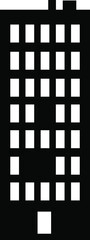 A flat black skyscraper and low-rise building silhouette  of illustrations of city buildings in silhouettes under various constructions are used on a white background