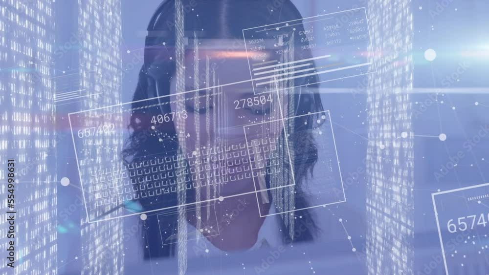 Poster an animation of data processing on a computer screen