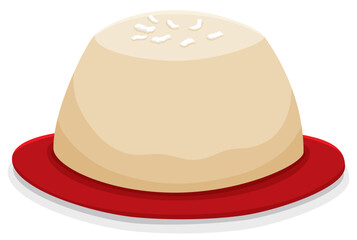 Delicious coconut custard in a red plate, Vector illustration