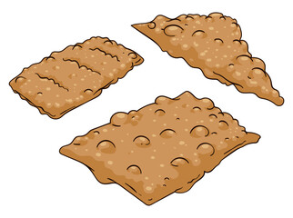 Set with fresh puff pastry in cartoon style, Vector illustration