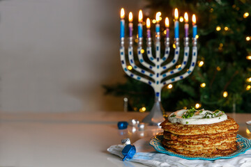 Latkes are a delicious traditional Jewish food dish for Hanukkah.