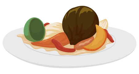 Delicious plate with Colombian 'Desamargado' dessert elements, Vector illustration