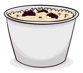 Delicious rice pudding with raisins toppings, Vector illustration