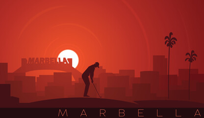 Naklejka premium Marbella Low Sun Skyline Scene