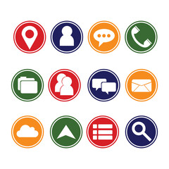 Icon set with full colors. Simple icon clip art design