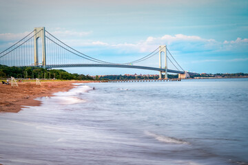 beautiful view of staten island beach and verrazano bridge in new york