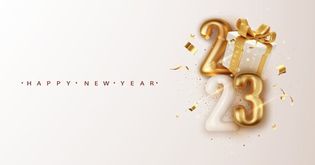 golden 2023 happy new year, 4k