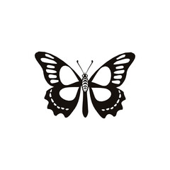butterfly on white background. Logotype black butterfly vector icon template