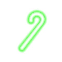 Christmas Green candy cane icon Neon lamp, christmas button for design. Modern fluorescent object. Luminescent illumination. sign, holiday shape. Png